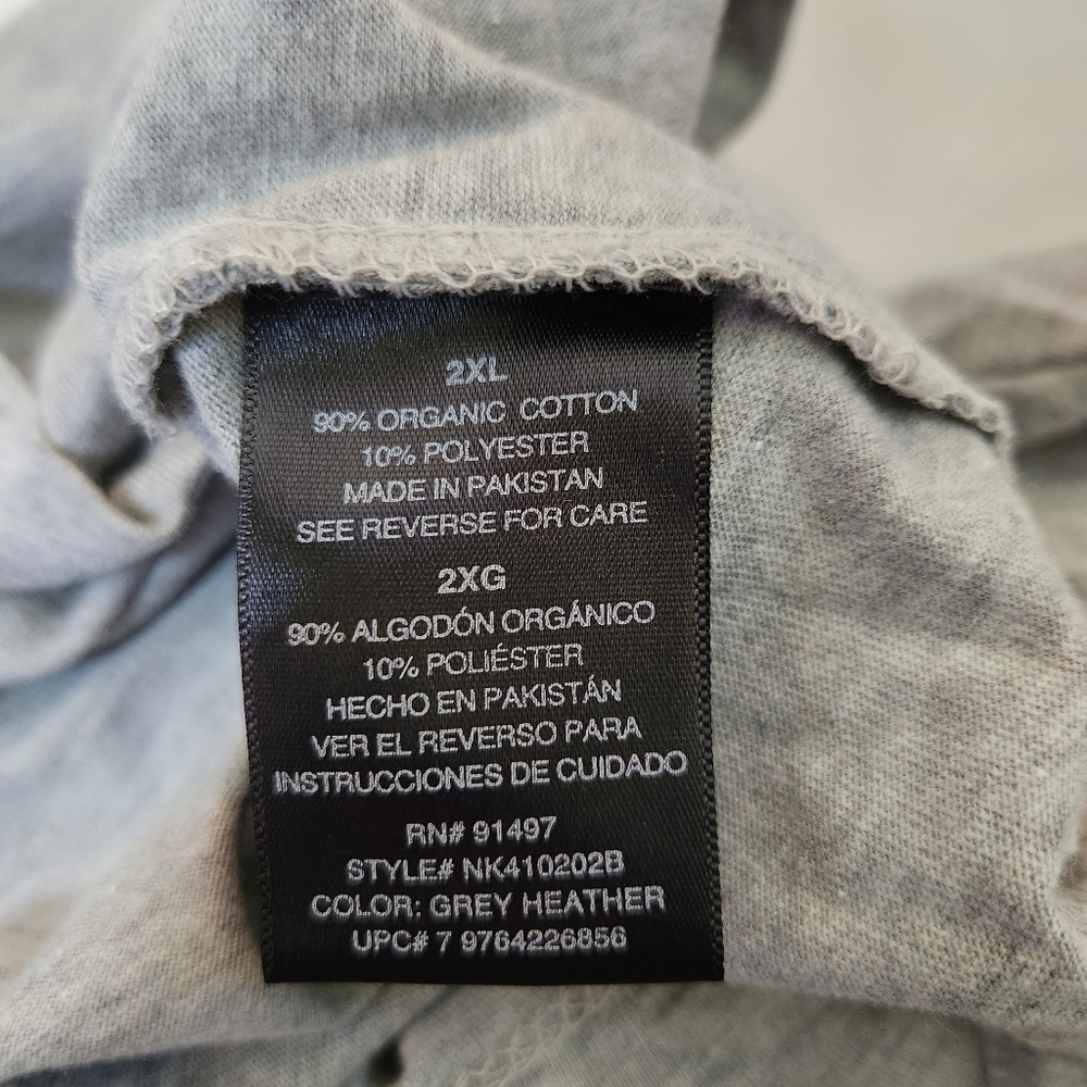 Norma Kamali gray organic cotton scoop neck tee t-shirt button embellishment XL - Picture 10 of 13